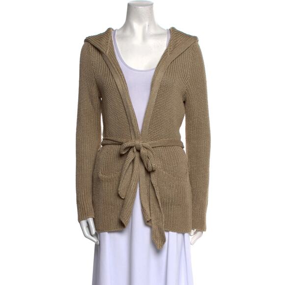 Ralph Lauren Purple Label Linen Silk Chunky Knit Hooded Cardigan w Belt Size S - Picture 10 of 11